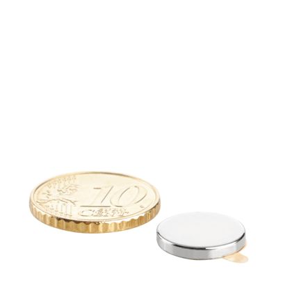 Kotoučové magnety z neodymu, samolepicí 13 mm x 2 mm  | stříbrná  | 3M 467 