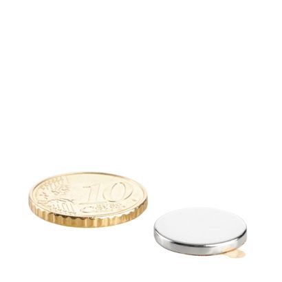 Kotoučové magnety z neodymu, samolepicí 15 mm x 2 mm  | stříbrná  | 3M 467 