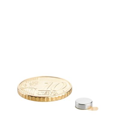 Disc magnets neodymium, self-adhesive 6 mm x 2 mm  | silver  | 3M 467 