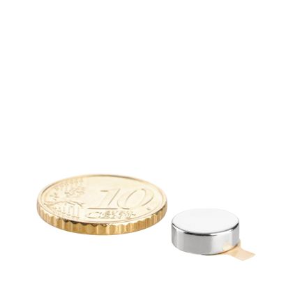 Kotoučové magnety z neodymu, samolepicí 8 mm x 3 mm  | stříbrná  | 3M 468 