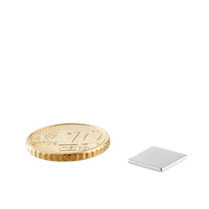 Kvádrové magnety z neodymu, poniklované 10 x 10 mm  | 1 mm