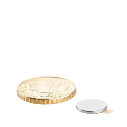 Disc magnets neodymium, self-adhesive 10 mm x 1 mm  | silver  | 3M 467 
