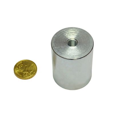Tyčový přídržný magnet AlNiCo s vnitřním závitem 32 mm | stříbrná 