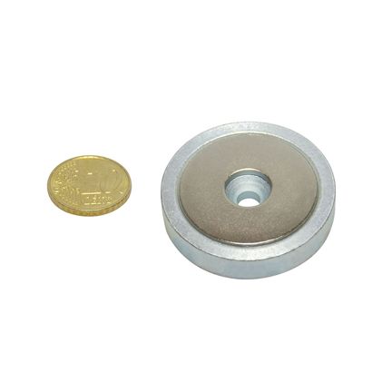 Pot magnet with countersunk borehole, neodymium 40 mm | 58,2 kg | null