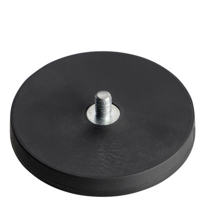 Rubber-coated magnets with thread black  | 43 mm | M4x6 mm 