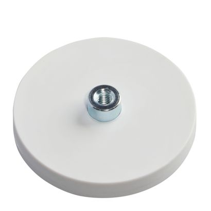 Pogumované magnety se závitovým pouzdrem bílá  | 43 mm | M4 