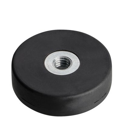 Rubber-coated magnets with internal thread black  | 22 mm