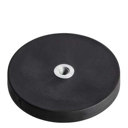 Pogumované magnety s vnitřním závitem černá  | 43 mm