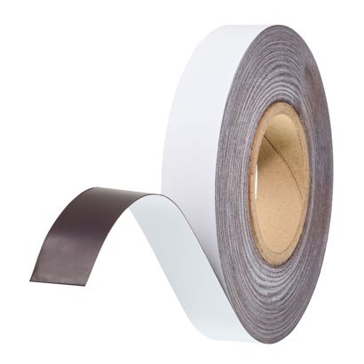 Coloured magnetic tape 30 mm | white | 30 m | 0,6 mm