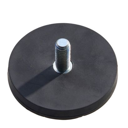 Rubber-coated magnets with thread black  | 43 mm | M6x15 mm 