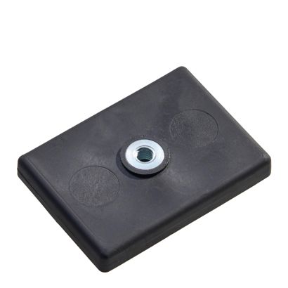Pogumované magnety, obdélníkové, s vnitřním závitem   | M4x4,5 mm  | černá  | 13 kg