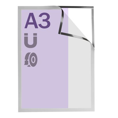 Magnetic frames A3, self-adhesive silver  | completely self-adhesive 
