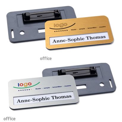 Name badges office alu-print stainless steel pin 