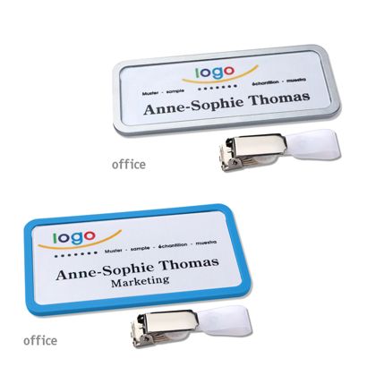 Name badges with hanger clip Office 