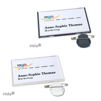 Name badges with clamp Vista 40 