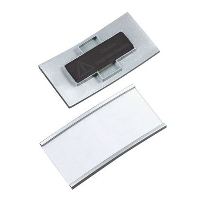 Name badges MEET, magnetic silver