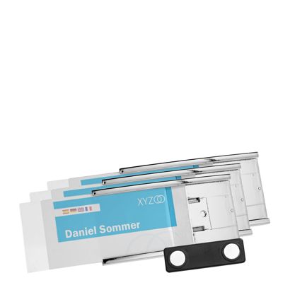Name badges MEET, magnetic chrome