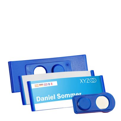 Name badges FORUM, magnetic dark blue | 65 x 30 mm