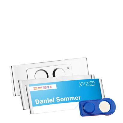 Name badges FORUM, magnetic silver | 65 x 30 mm