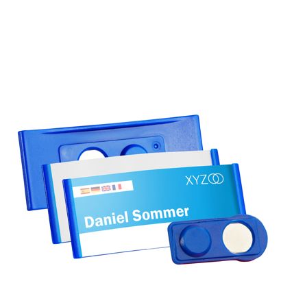 Name badges FORUM, magnetic dark blue | 75 x 32 mm