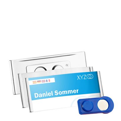 Name badges FORUM, magnetic silver | 75 x 32 mm