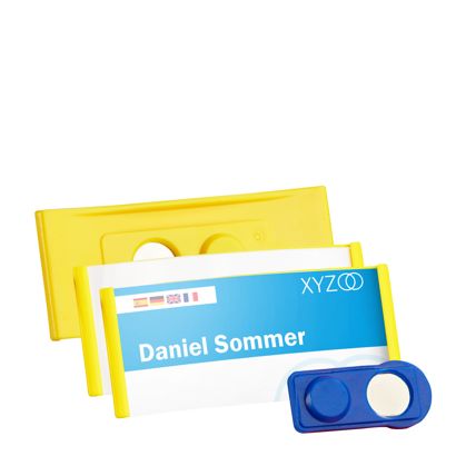 Name badges FORUM, magnetic yellow | 75 x 32 mm