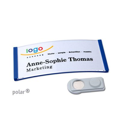 Name badges polar®, magnetic smag® Magnet | blue | 74 x 34 mm