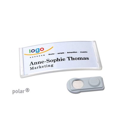 Name badges polar®, magnetic smag® Magnet | transparent | 65 x 30 mm