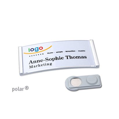 Jmenovky polar®, magnetické 65 x 30 mm  | chromová  | Magnet smag® 