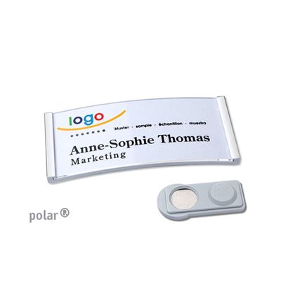 Name badges polar®, magnetic smag® Magnet | stainless steel | 65 x 30 mm