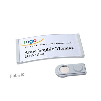 Jmenovky polar®, magnetické 65 x 30 mm  | světle šedá  | Magnet smag® 