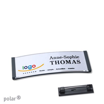 Name badges with pin polar® anthracite | 64 x 22 mm
