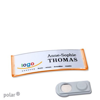 Jmenovky polar®, magnetické 64 x 22 mm  | průsvitné provedení|oranžová  | Magnet smag® 