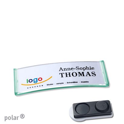 Jmenovky polar®, magnetické 64 x 22 mm  | průsvitné provedení|zelená  | Magnet smag®, extra silný 