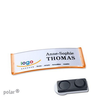 Jmenovky polar®, magnetické 64 x 22 mm  | průsvitné provedení|oranžová  | Magnet smag®, extra silný 