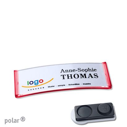 Jmenovky polar®, magnetické 64 x 22 mm  | průsvitné provedení|červená  | Magnet smag®, extra silný 