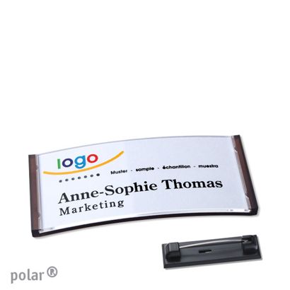 Jmenovka se špendlíkem polar® 65 x 30 mm  | průsvitné provedení|antracitová 
