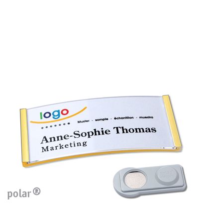 Name badges polar®, magnetic smag® Magnet | gold | 65 x 30 mm