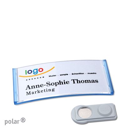 Name badges polar®, magnetic smag® Magnet | translucent, blue | 65 x 30 mm