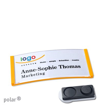 Name badges polar®, magnetic smag® magnet, extra strong | yellow | 65 x 30 mm