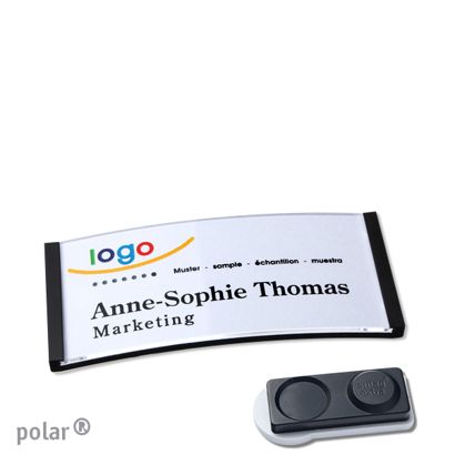 Name badges polar®, magnetic smag® magnet, extra strong | black | 65 x 30 mm
