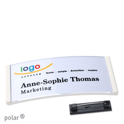 Name badges with pin polar® white | 74 x 34 mm