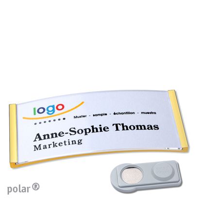 Name badges polar®, magnetic smag® Magnet | gold | 74 x 34 mm
