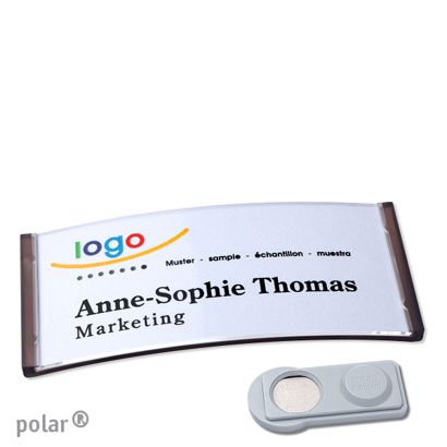 Name badges polar®, magnetic smag® Magnet | translucent, anthracite | 74 x 34 mm