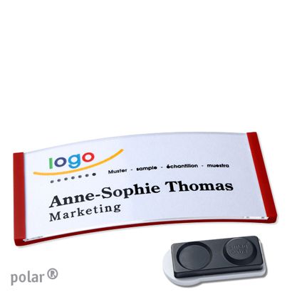 Name badges polar®, magnetic smag® magnet, extra strong | red | 74 x 34 mm