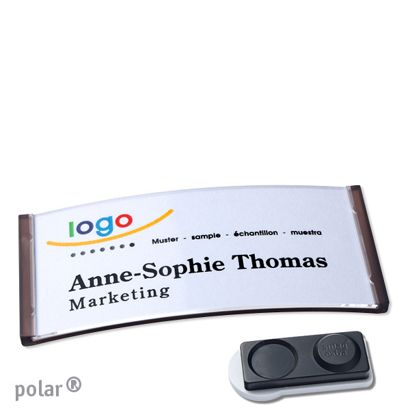 Name badges polar®, magnetic smag® magnet, extra strong | translucent, anthracite | 74 x 34 mm