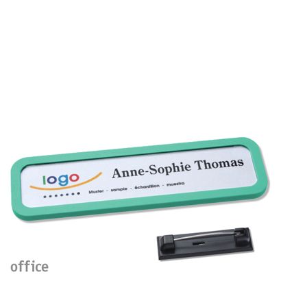 Name badges with pin OFFICE pastel green | 75 x 17 mm