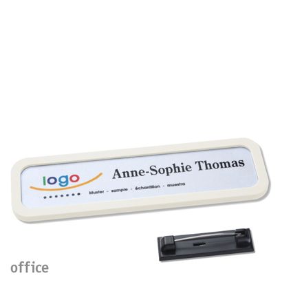 Name badges with pin OFFICE white | 75 x 17 mm