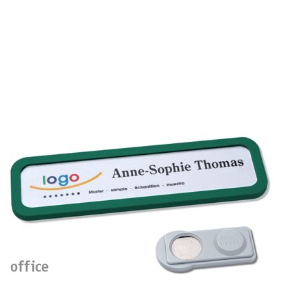 Name badges OFFICE, magnetic smag® Magnet | green | 75 x 17 mm