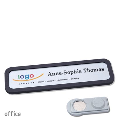 Name badges OFFICE, magnetic smag® Magnet | black | 75 x 17 mm